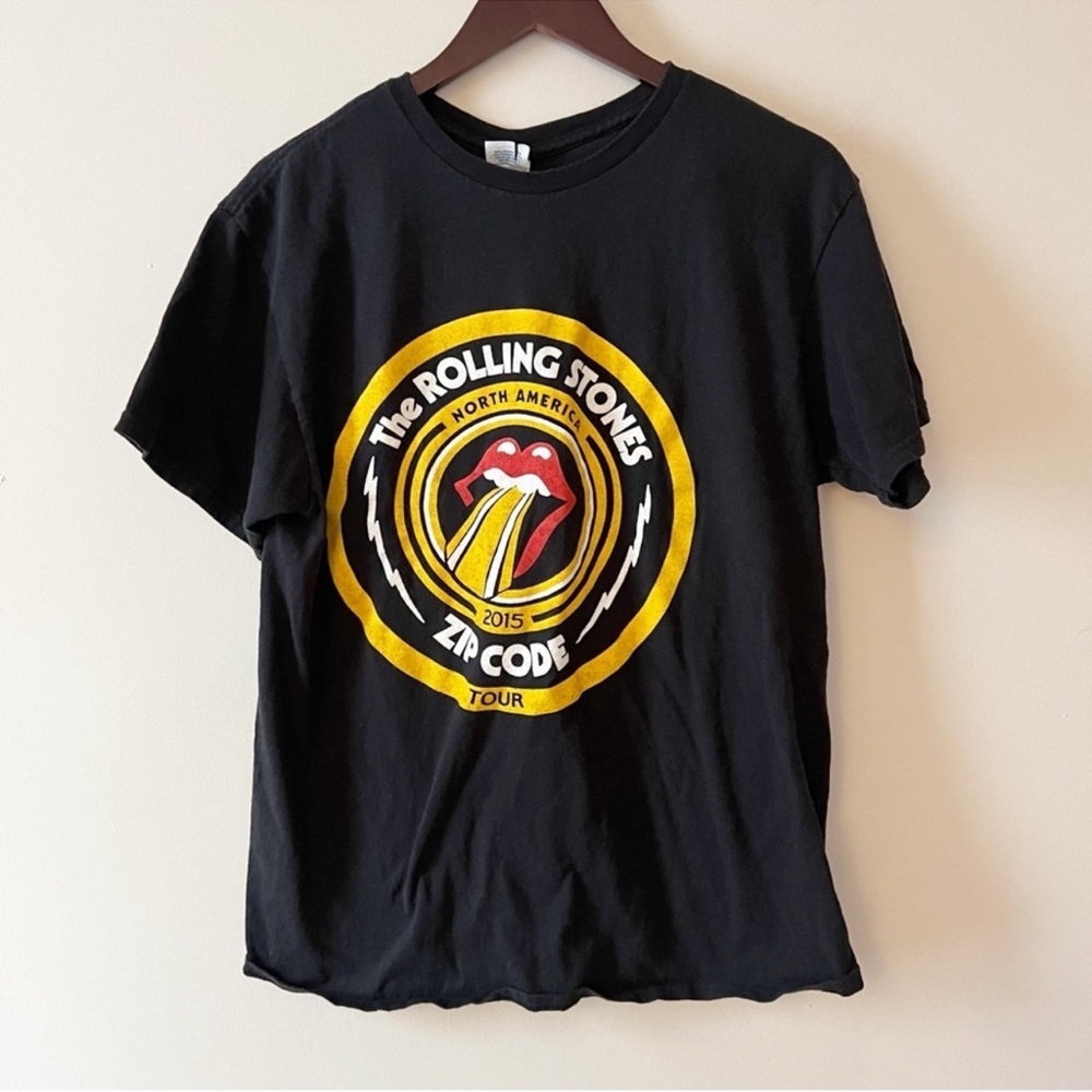 The Rolling Stones 2015 Zip Code Tour T-shirt Size Large Black Multicolor